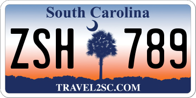 SC license plate ZSH789