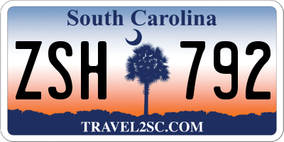 SC license plate ZSH792