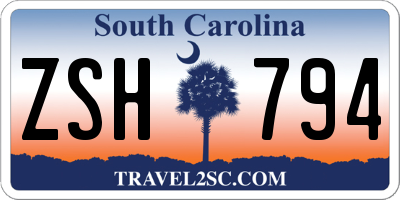 SC license plate ZSH794