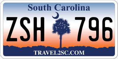 SC license plate ZSH796