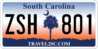 SC license plate ZSH801