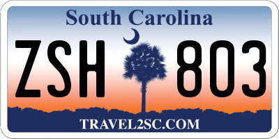 SC license plate ZSH803