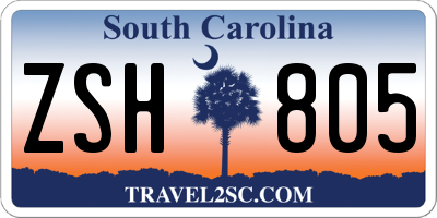 SC license plate ZSH805
