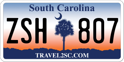 SC license plate ZSH807
