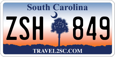 SC license plate ZSH849
