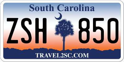 SC license plate ZSH850