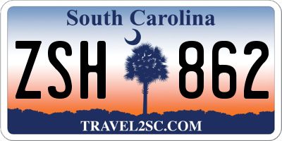 SC license plate ZSH862