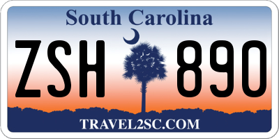 SC license plate ZSH890