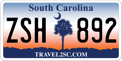 SC license plate ZSH892