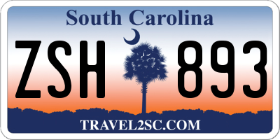 SC license plate ZSH893