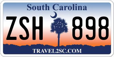 SC license plate ZSH898