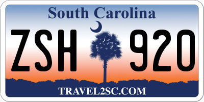 SC license plate ZSH920