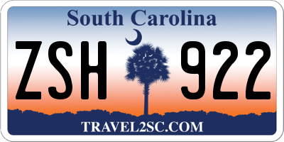 SC license plate ZSH922