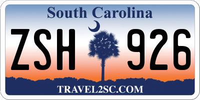 SC license plate ZSH926