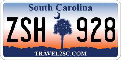 SC license plate ZSH928