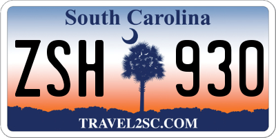 SC license plate ZSH930