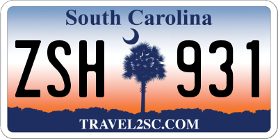 SC license plate ZSH931
