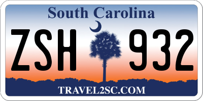 SC license plate ZSH932