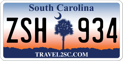 SC license plate ZSH934