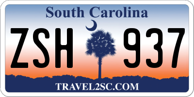 SC license plate ZSH937
