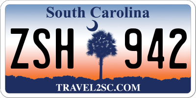 SC license plate ZSH942