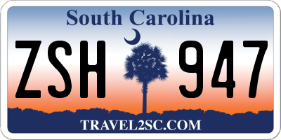 SC license plate ZSH947