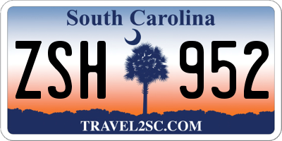SC license plate ZSH952