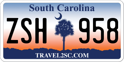 SC license plate ZSH958