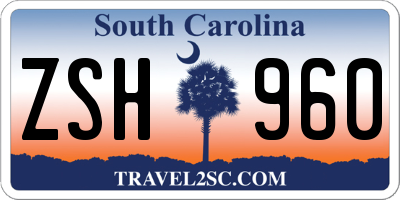 SC license plate ZSH960