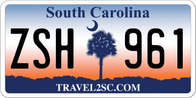 SC license plate ZSH961