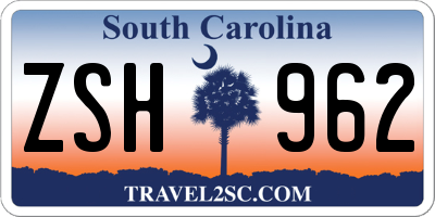 SC license plate ZSH962