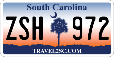 SC license plate ZSH972
