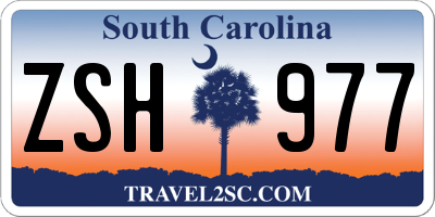 SC license plate ZSH977