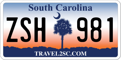 SC license plate ZSH981