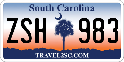 SC license plate ZSH983