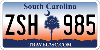 SC license plate ZSH985