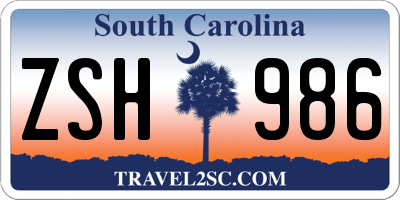 SC license plate ZSH986
