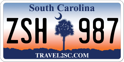 SC license plate ZSH987
