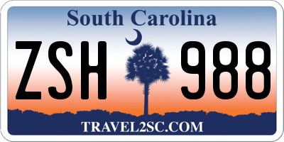 SC license plate ZSH988