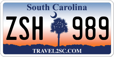 SC license plate ZSH989