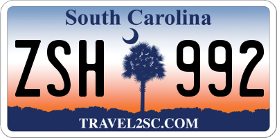 SC license plate ZSH992