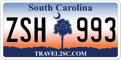 SC license plate ZSH993