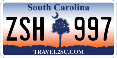 SC license plate ZSH997