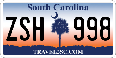 SC license plate ZSH998