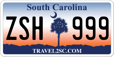 SC license plate ZSH999