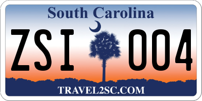 SC license plate ZSI004
