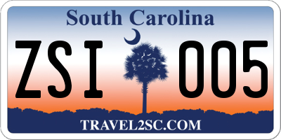 SC license plate ZSI005