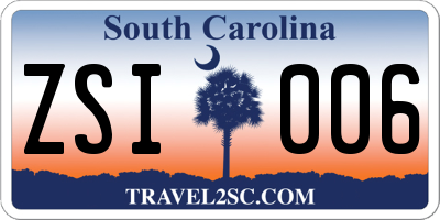 SC license plate ZSI006