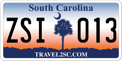 SC license plate ZSI013