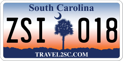 SC license plate ZSI018